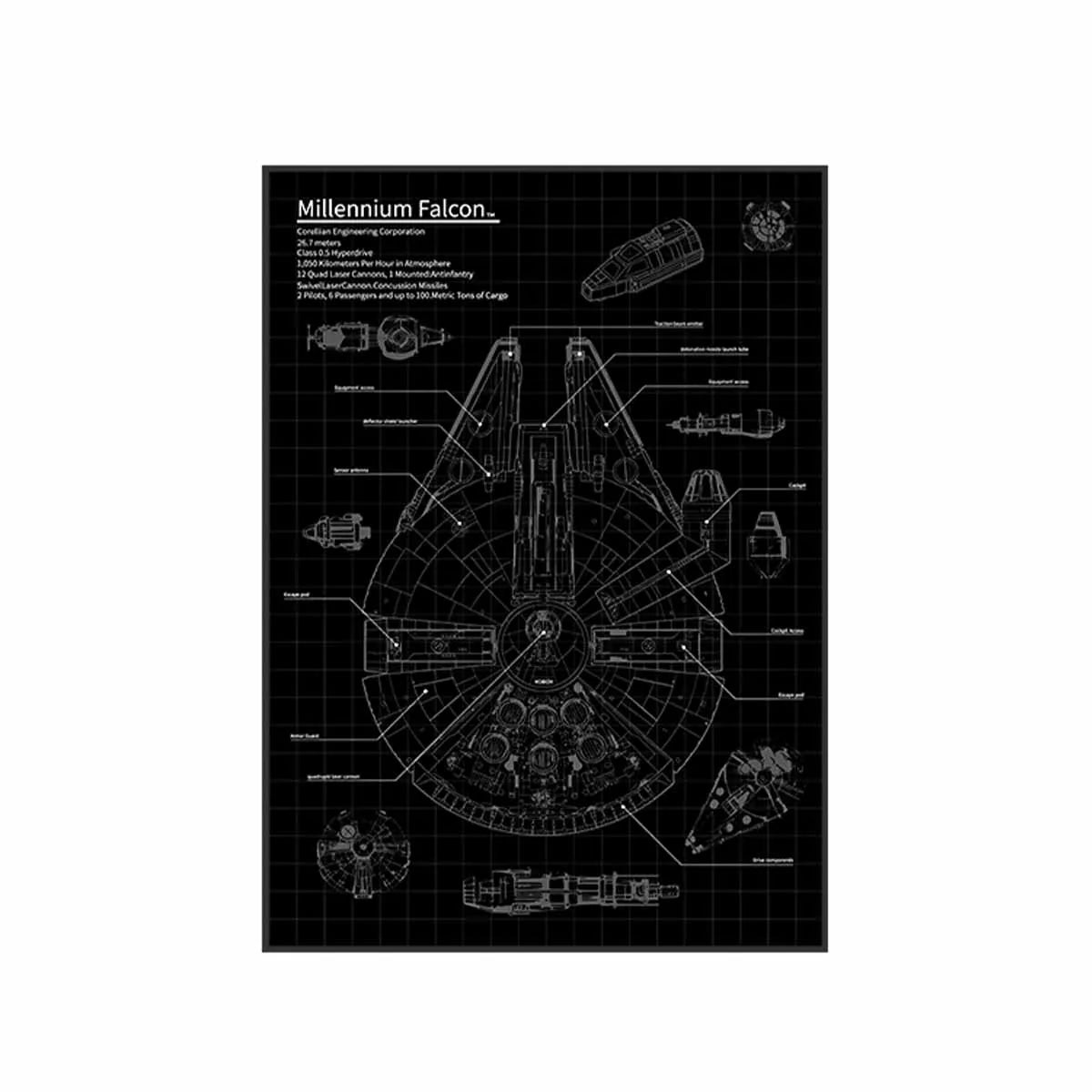 Acrylic Display Frame Compatible with LEGO® Star Wars™ Millennium Falcon 75389